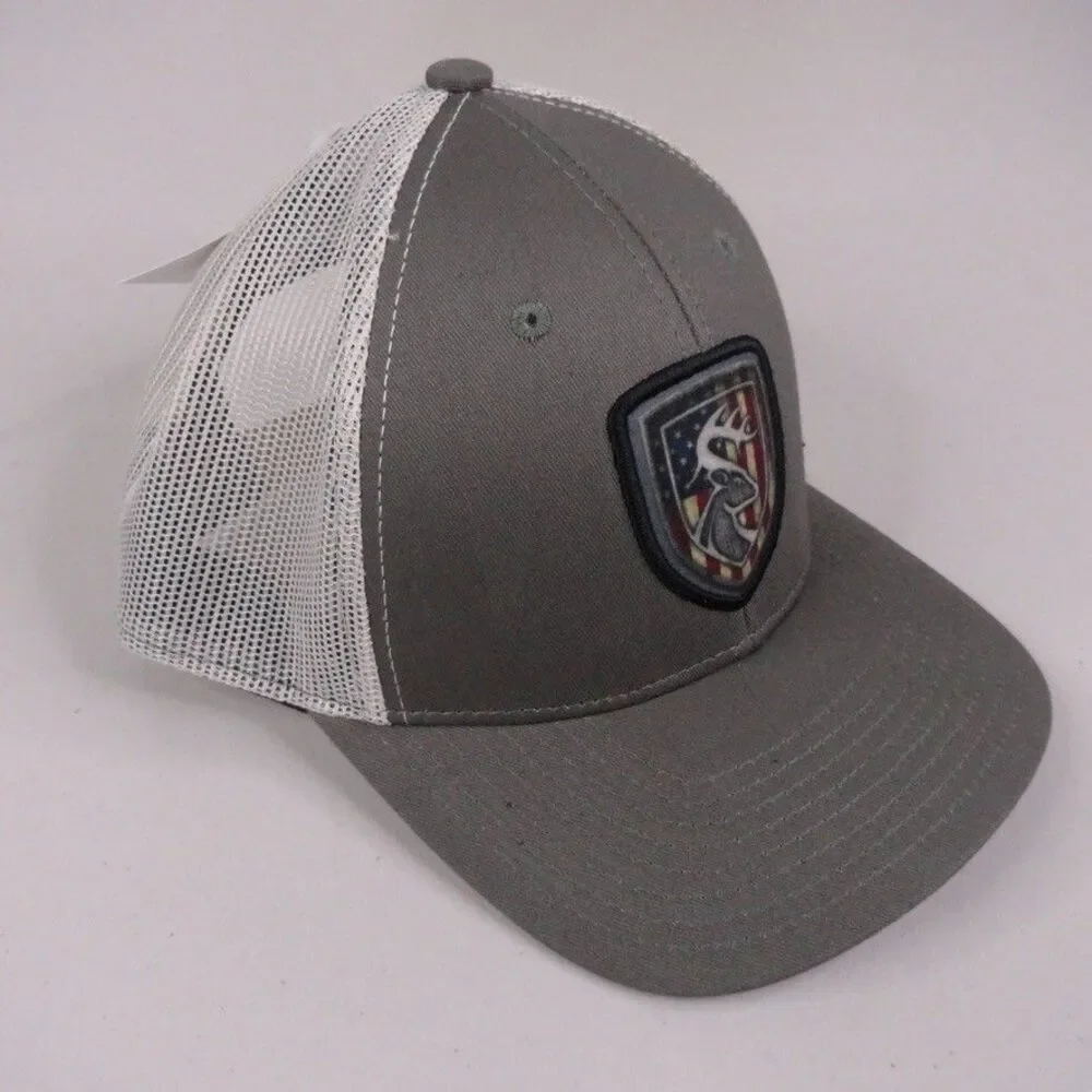 Drake Non-Typical Hat Cap Snapback Trucker Gray White American Shield Mesh NWT